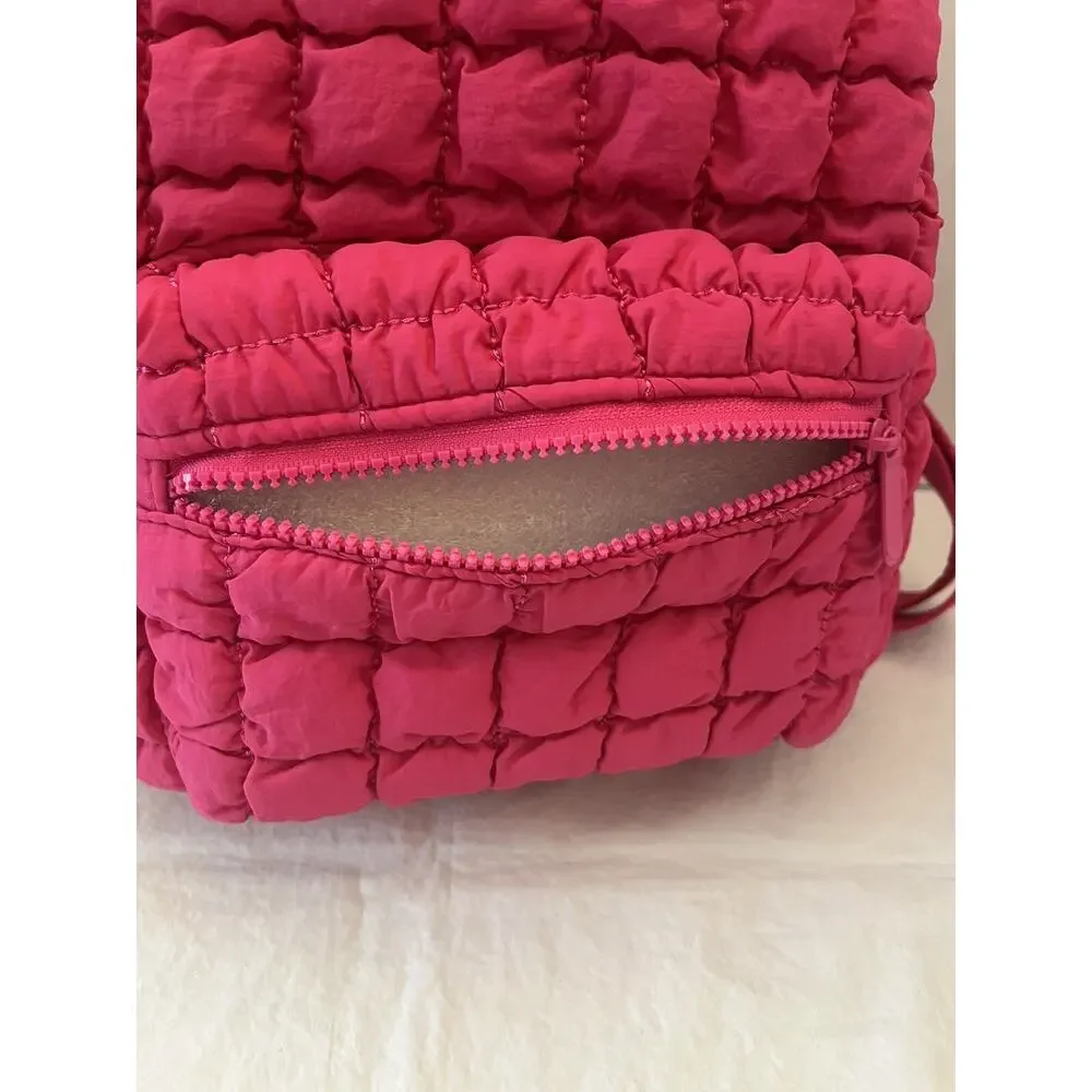Disney Mickey Mouse Hot Pink Quilted Puffy Nylon Small Backpack NWT